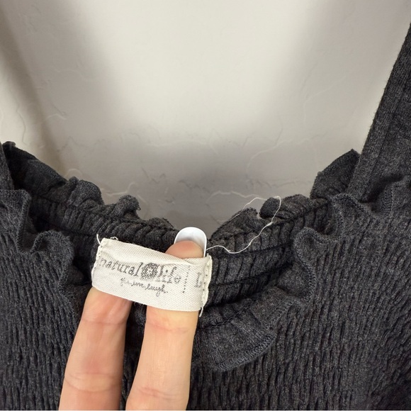 Natural Life Sedona Jumpsuit Grey Plum Tulips Smocked Floral - Picture 7 of 9